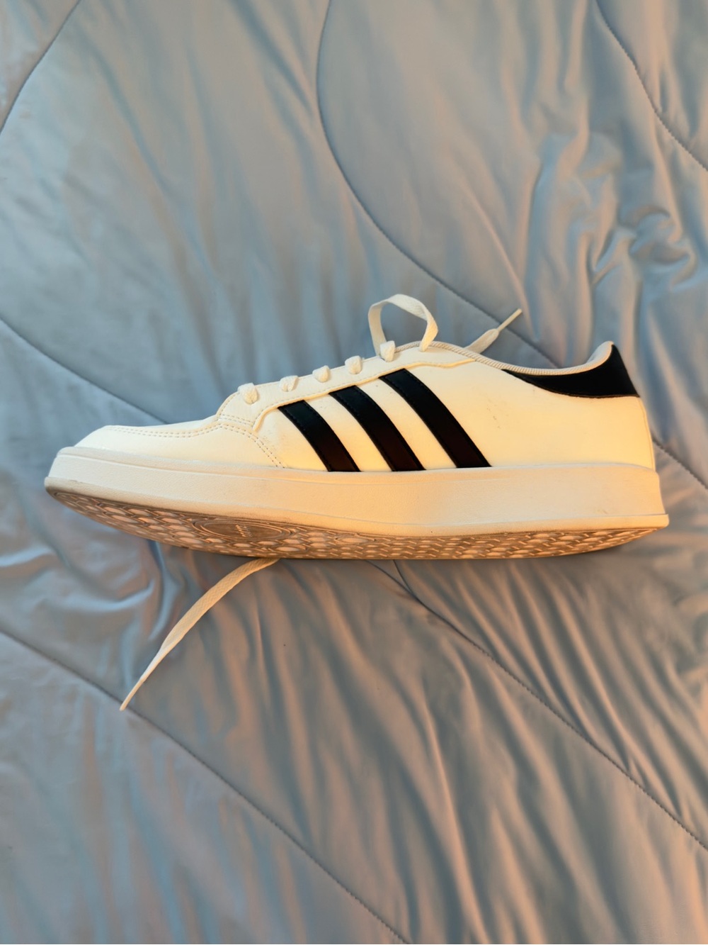 adidas White Low-Top Sneakers with Black Stripes